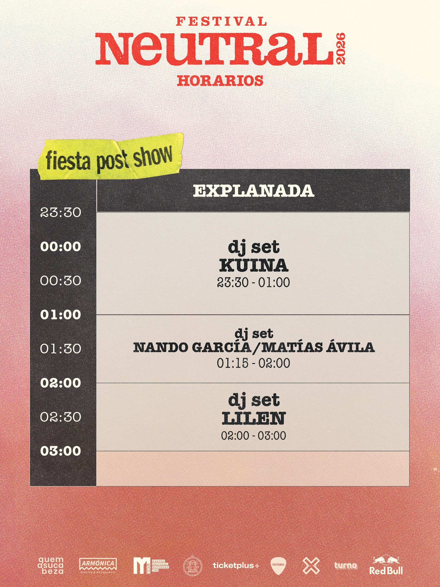 Festival Neutral 2026: Revelan los horarios